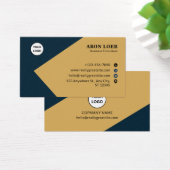 Blue and Gold Modern Corporate Business Card Visitekaartje (Bureau)