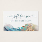 Blue and Gold Modern Liquid Waterverf Gift Kaart (Voorkant)