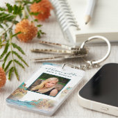 Blue and Gold Modern Liquid Waterverf Salon ID Sleutelhanger (Voorkant Rechts)