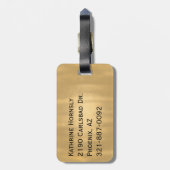 Blue and Gold Modern Monogrammed Bagagelabel (Achterkant verticaal)