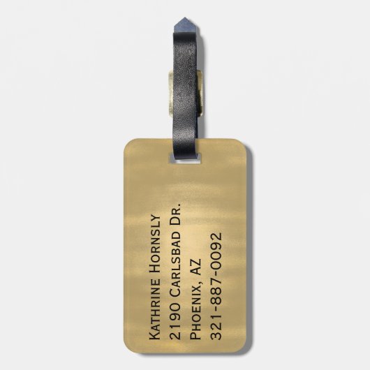 Blue and Gold Modern Monogrammed Bagagelabel (Achterkant verticaal)