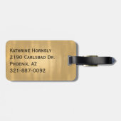 Blue and Gold Modern Monogrammed Bagagelabel (Achterkant horizontaal)