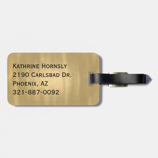 Blue and Gold Modern Monogrammed Bagagelabel (Achterkant horizontaal)