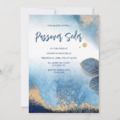 Blue and Gold Modern Passover Invitation Kaart (Voorkant)