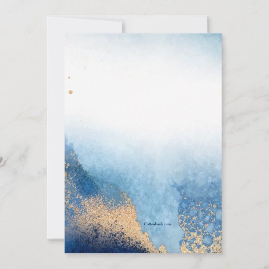 Blue and Gold Modern Passover Invitation Kaart (Achterkant)
