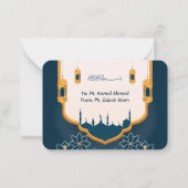 Blue and Gold Modern Ramadhan Kareem Wenskaart Notitiekaartje (Achterkant)