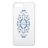 Blue and Gold Monogram iPhone Case (Achterkant)