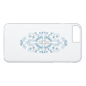Blue and Gold Monogram iPhone Case (Achterkant (Horizontaal))