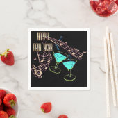 Blue and Gold Music en Cocktails Nieuwjaar Napkins Servetten (Insitu)