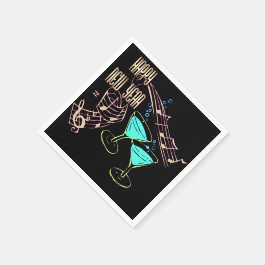 Blue and Gold Music en Cocktails Nieuwjaar Napkins Servetten (Hoek)