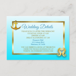Blue and Gold Nautical Wedding Details Kaart