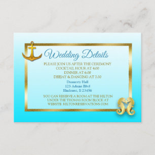Blue and Gold Nautical Wedding Details Kaart
