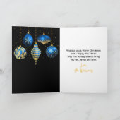 Blue and Gold Ornaments Merry Christmas Feestdagen Kaart (Binnen)