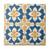 Blue and Gold Pattern Ceramic Tile Tegeltje (Voorkant)
