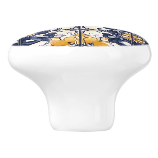 Blue and Gold Pattern  Keramische Knop (Zijkant)