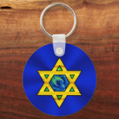 Blue and Gold Personalized Bar Mitzvah Favors Sleutelhanger (Achterkant)