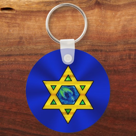 Blue and Gold Personalized Bar Mitzvah Favors Sleutelhanger (Achterkant)