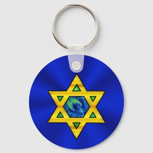 Blue and Gold Personalized Bar Mitzvah Favors Sleutelhanger (Achterkant)