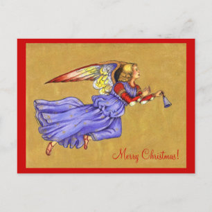 Blue and Gold Renaissance Angel-Briefkaart voor ke Feestdagenkaart