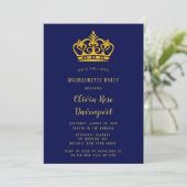 Blue and Gold Royal Crown Bachelorette Party Kaart (Staand voorkant)