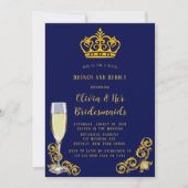 Blue and Gold Royal Crown Brunch en Bubble Kaart (Voorkant)