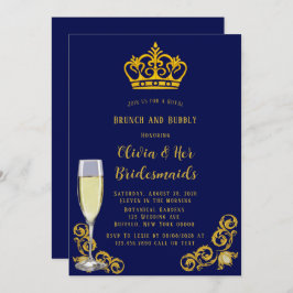 Blue and Gold Royal Crown Brunch en Bubble Kaart
