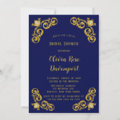 Blue and Gold Royal Crown Damask Vrijgezellenfeest Kaart (Voorkant)