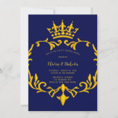 Blue and Gold Royal Crown Wedding Shower Kaart (Voorkant)