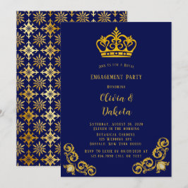 Blue and Gold Royal Wedding Engagement Party uitno Kaart