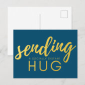 Blue and Gold Social Distancing Hug Briefkaart (Voorkant / Achterkant)