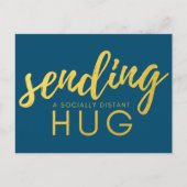 Blue and Gold Social Distancing Hug Briefkaart (Voorkant)