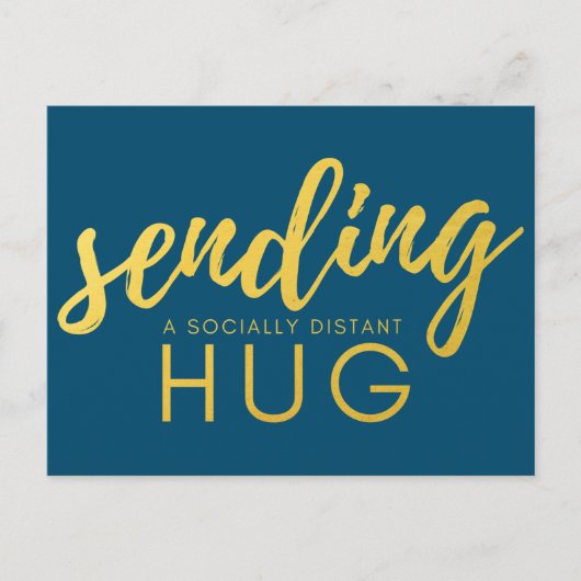 Blue and Gold Social Distancing Hug Briefkaart (Voorkant)