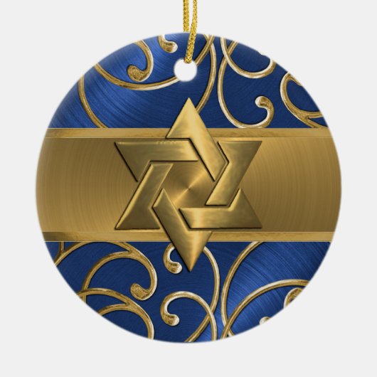 Blue and Gold Star van David Ornament (Voorkant)