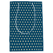 Blue and Gold Stars Christmas  Medium Cadeauzakje (Voorkant)