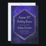 Blue and Gold Surprise 18th Birthday Dinner Kaart<br><div class="desc">Een moderne marineblauw en goudverrassing voor de 18e verjaardag van de feestdag.</div>