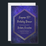 Blue and Gold Surprise 18th Birthday Dinner Kaart<br><div class="desc">Een moderne marineblauw en goudverrassing voor de 18e verjaardag van de feestdag.</div>