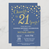 Blue and Gold Surprise 21st Birthday Diamond Kaart (Voorkant / Achterkant)