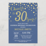 Blue and Gold Surprise 30th Birthday Diamond Kaart<br><div class="desc">Verrassend 30e verjaardag Uitnodiging met Blauwe en Gouden Glitter Diamond Achtergrond. Gold Confetti. Volwassen verjaardag. Mannelijke Mannen of vrouwen: Birthday. Voor verdere aanpassing,  te klikken gelieve de knoop "van de Aanpassing het"en ons ontwerphulpmiddel te gebruiken om deze sjabloon te wijzigen.</div>