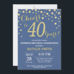 Blue and Gold Surprise 40th Birthday Diamond Kaart<br><div class="desc">Verrassend 40e verjaardag Uitnodiging met Blauwe en Gouden Glitter Diamond Achtergrond. Gold Confetti. Volwassen verjaardag. Mannelijke Mannen of vrouwen: Birthday. Voor verdere aanpassing,  te klikken gelieve de knoop "van de Aanpassing het"en ons ontwerphulpmiddel te gebruiken om deze sjabloon te wijzigen.</div>