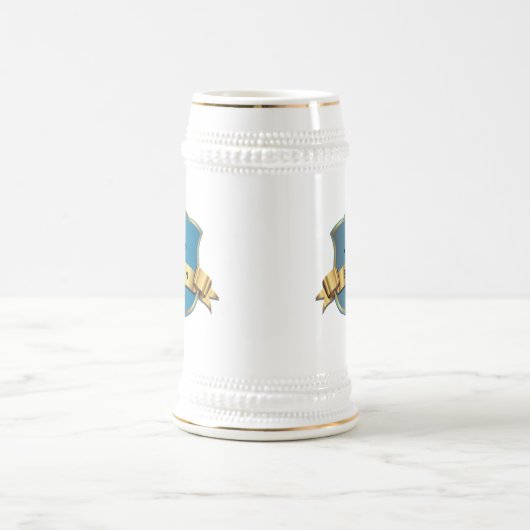 Blue and Gold Tone Plaque Best Man Wedding Stein Bierpul (Center)