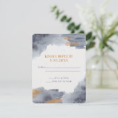Blue and Gold Waterverf Swash Wedding RSVP-kaart RSVP Kaartje (Staand voorkant)