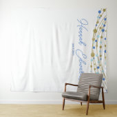 blue and gold wedding photo backdrop party banner wandkleed (In Situ (horizontaal))