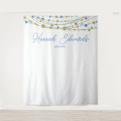 blue and gold wedding photo backdrop party banner wandkleed (Voorkant)