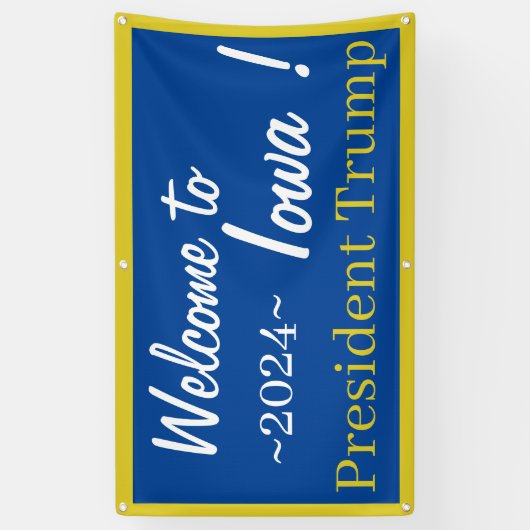 Blue and Gold Welkom in Iowa Mr. President! Spando Spandoek (Verticaal)