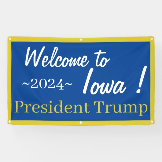 Blue and Gold Welkom in Iowa Mr. President! Spando Spandoek (Horizontaal)