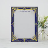 Blue and Gold with Blue Center Stationery Paper Briefhoofd (Staand voorkant)