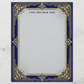 Blue and Gold with Blue Center Stationery Paper Briefhoofd (Voorkant)