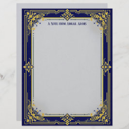Blue and Gold with Blue Center Stationery Paper Briefhoofd