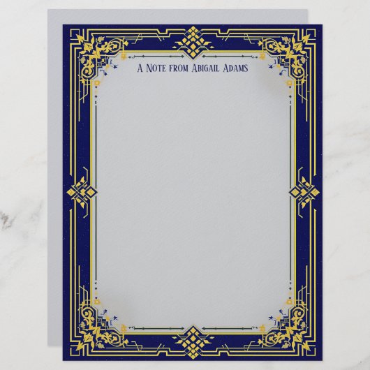 Blue and Gold with Blue Center Stationery Paper Briefhoofd (Voorkant / Achterkant)
