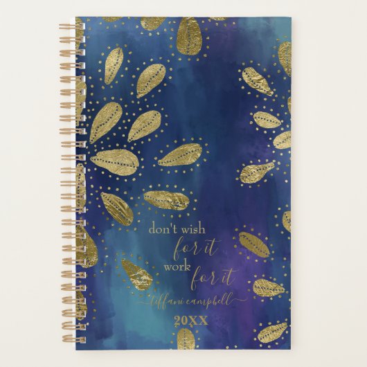Blue and Gold with Motivational Quote Planner (Voorkant)